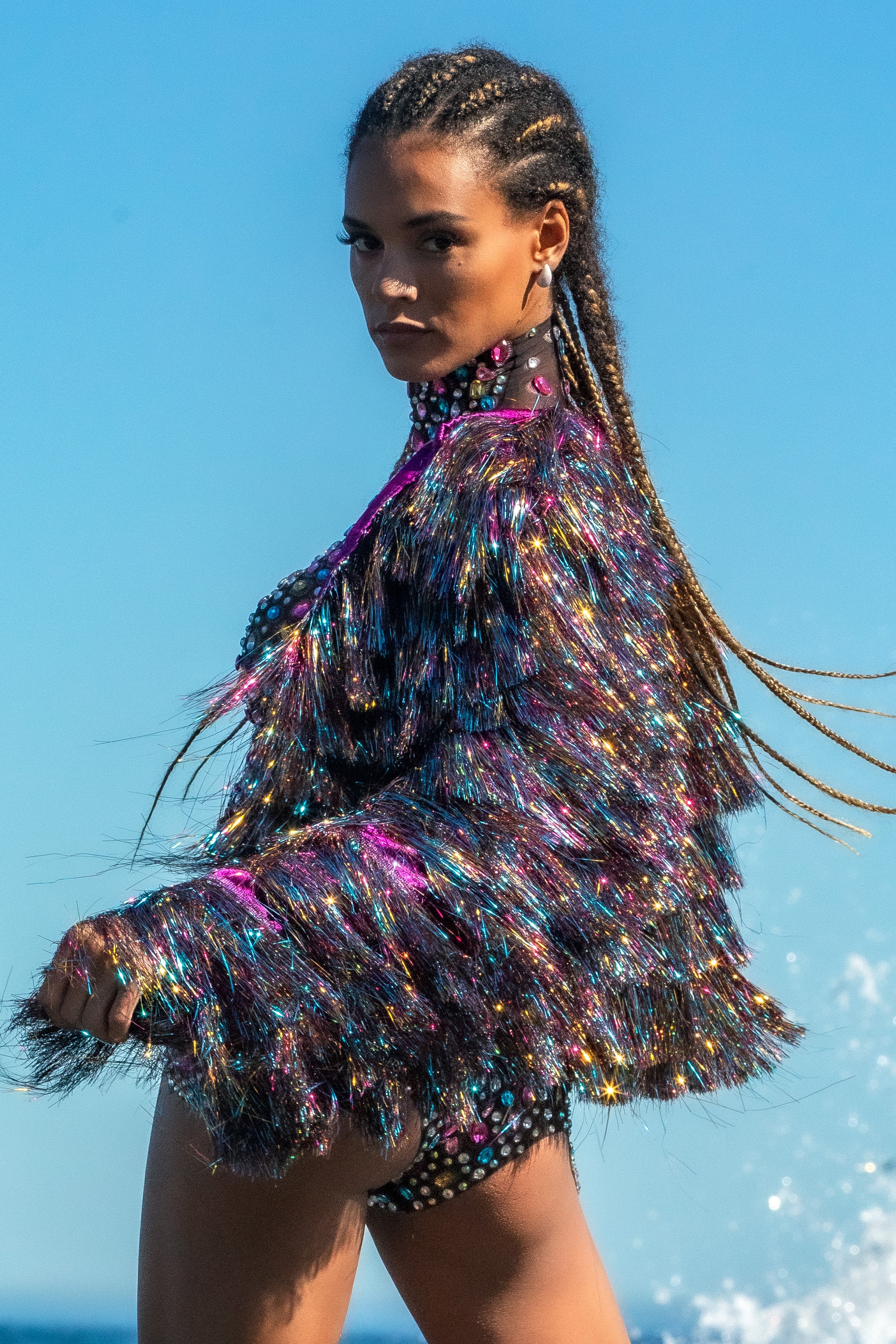 Izza fringe party jacket multi